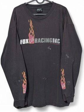 Fox Racing black long sleeve shirt with flame design Size XL